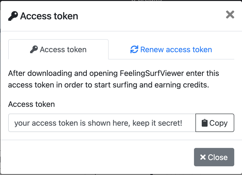 FeelingSurf access token