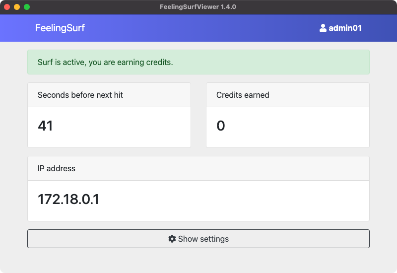 FeelingSurfViewer is running