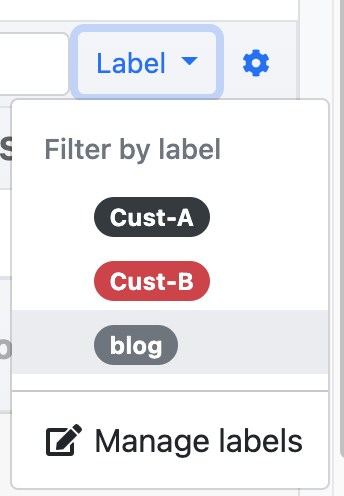 Filter websites on a label