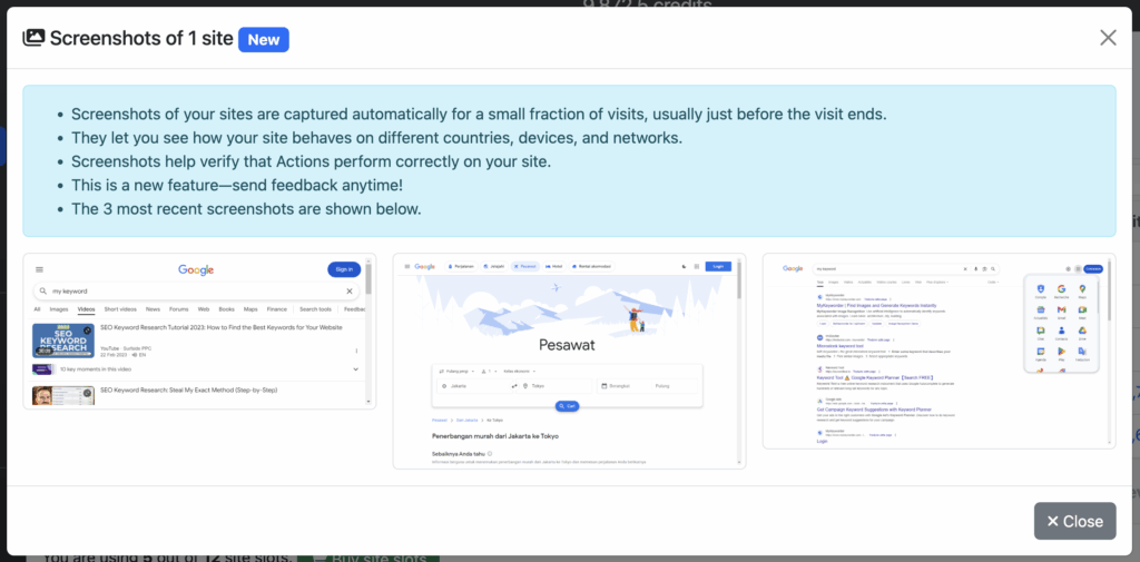 View site screenshots